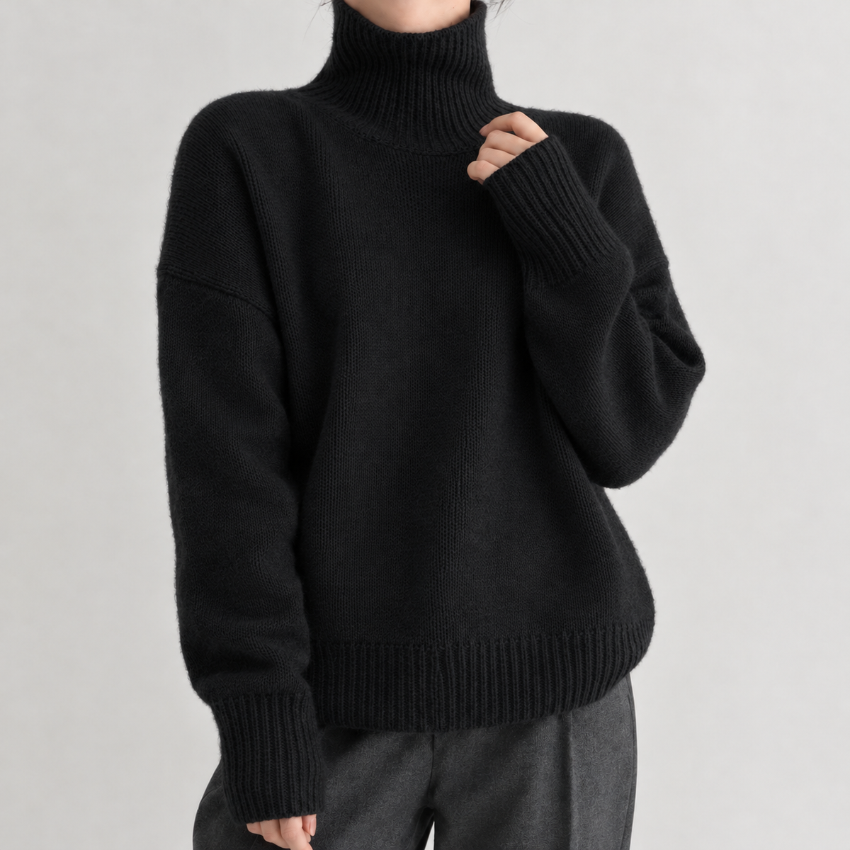 Matilde High Neck Sweater - Black