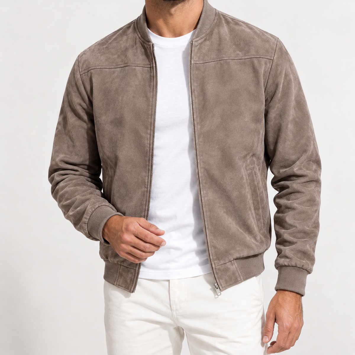 Albrecht Suede Bomber Jacket - Brown