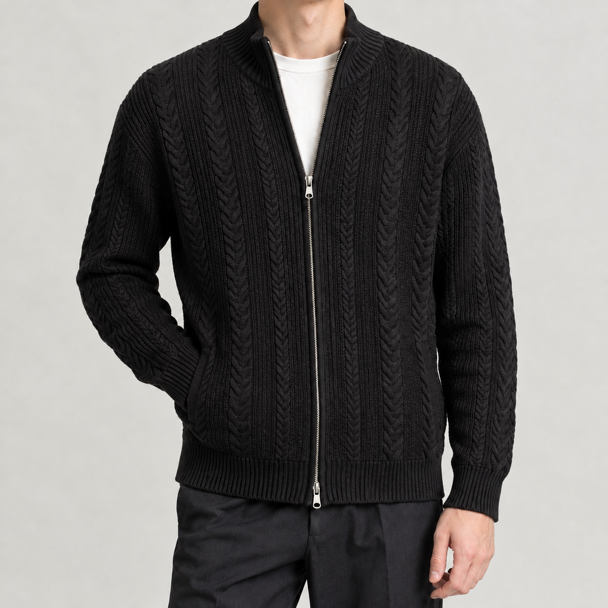 Arnstein Cable Knit Sweater - Black