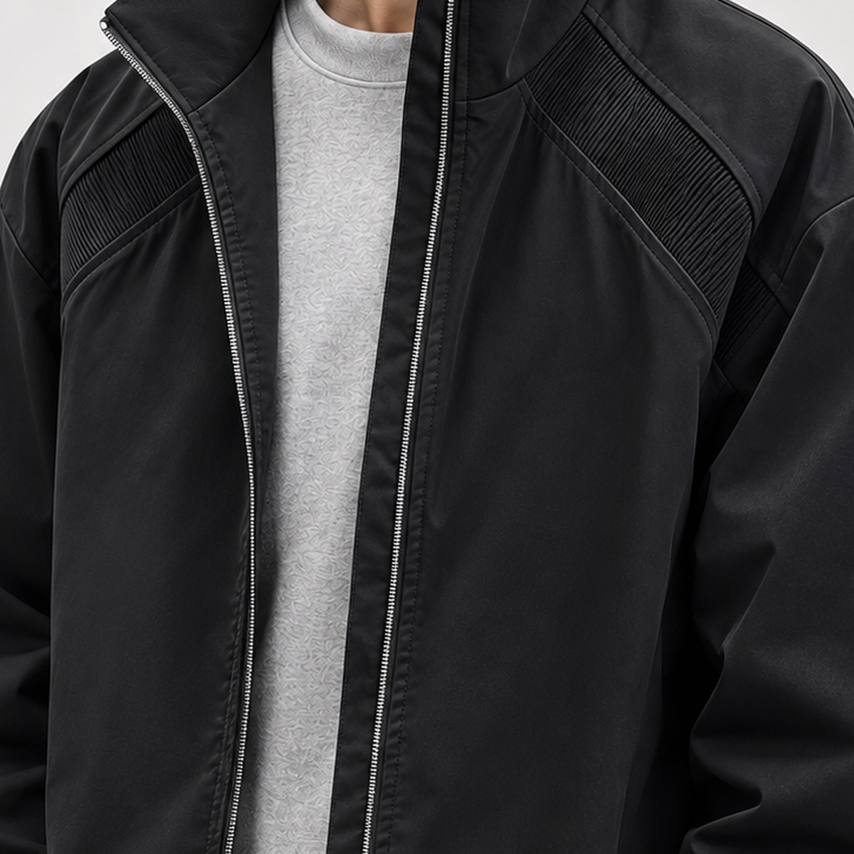 Evrard Stand Collar Jacket - Lead Product Detail
