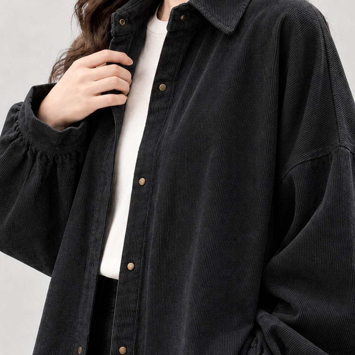 Anouck Textured Shirt Jacket - Lead Product Detail
