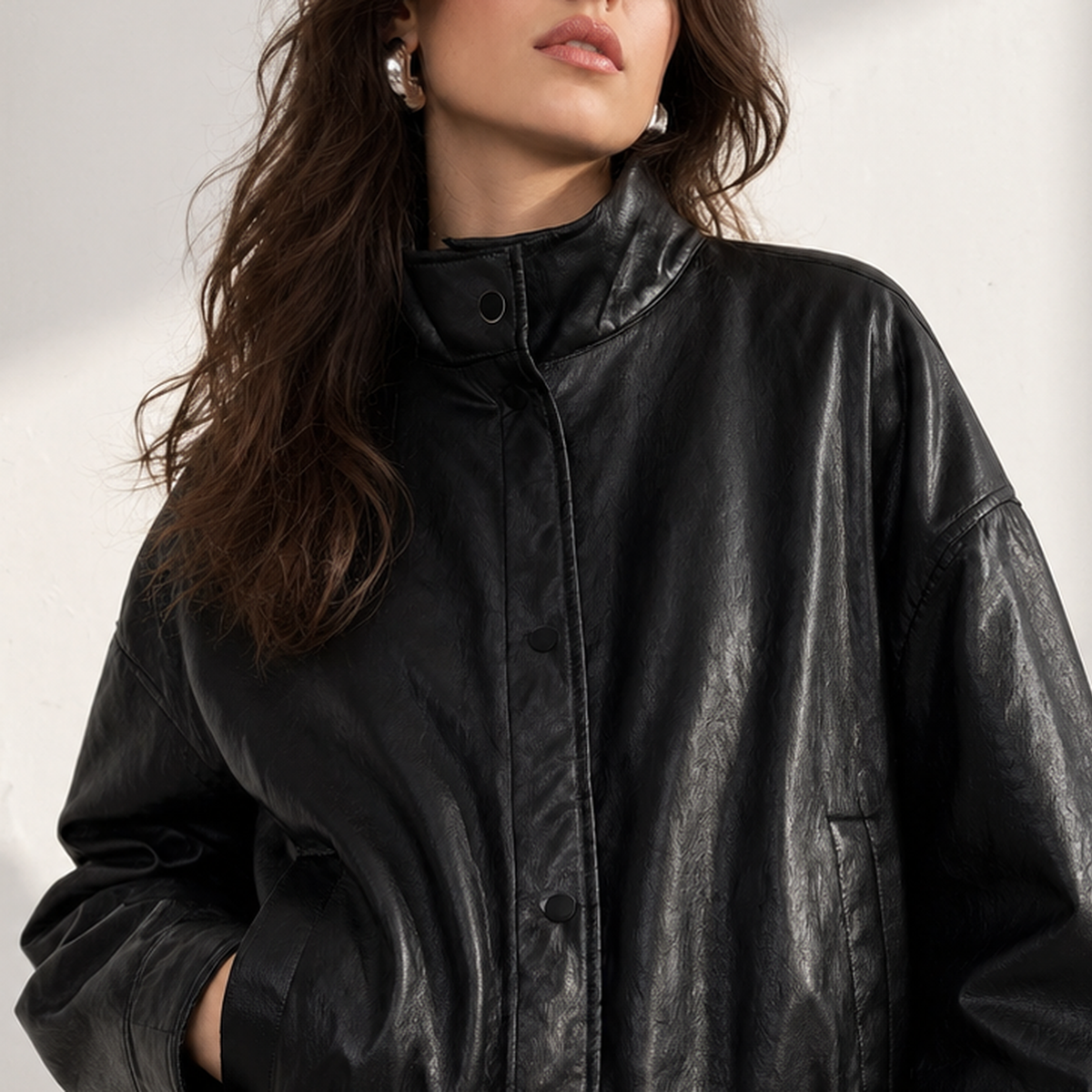 Hazel Cropped Bomber Jacket - Lead Product Detail
