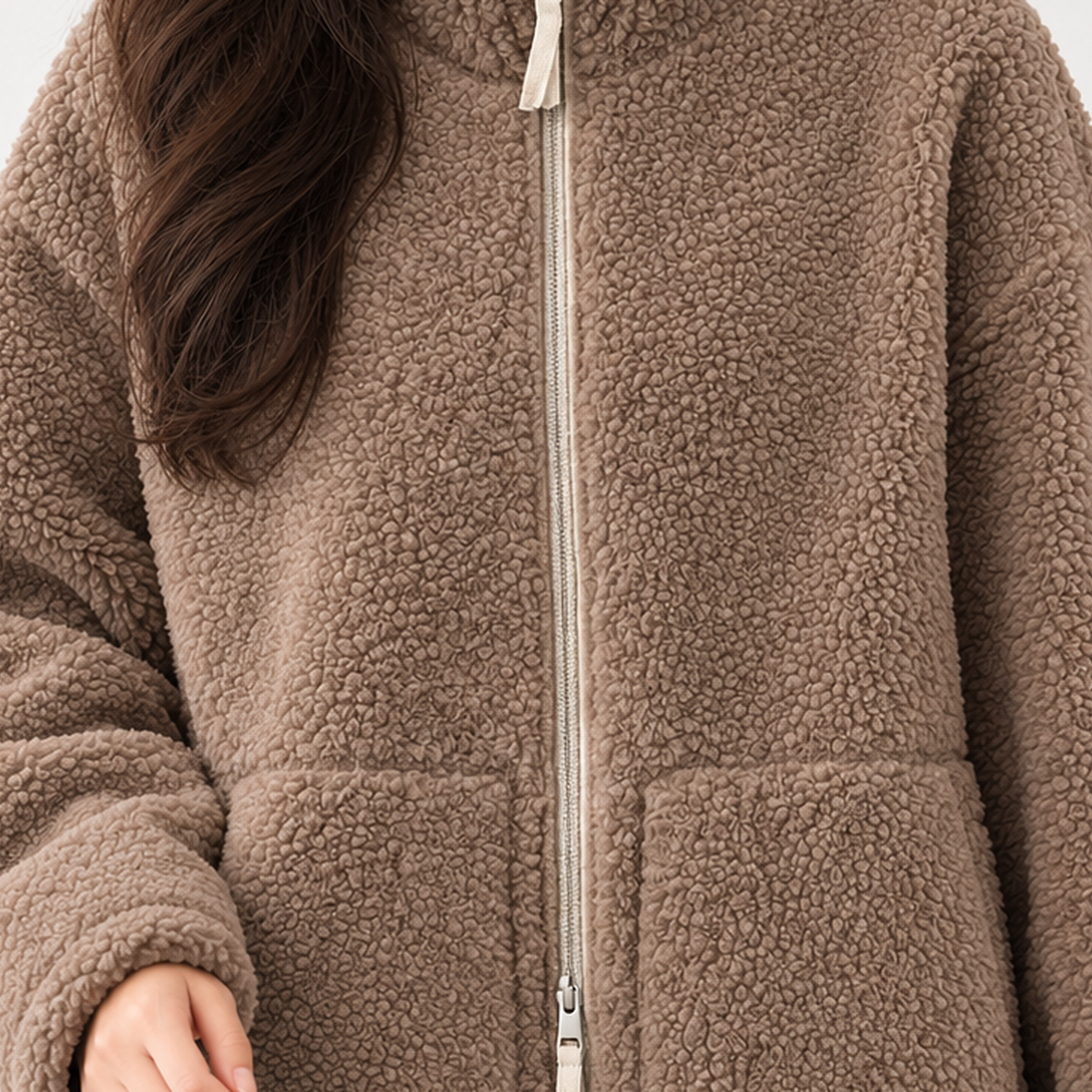Vilma Teddy Zip Jacket - Lead Product Detail