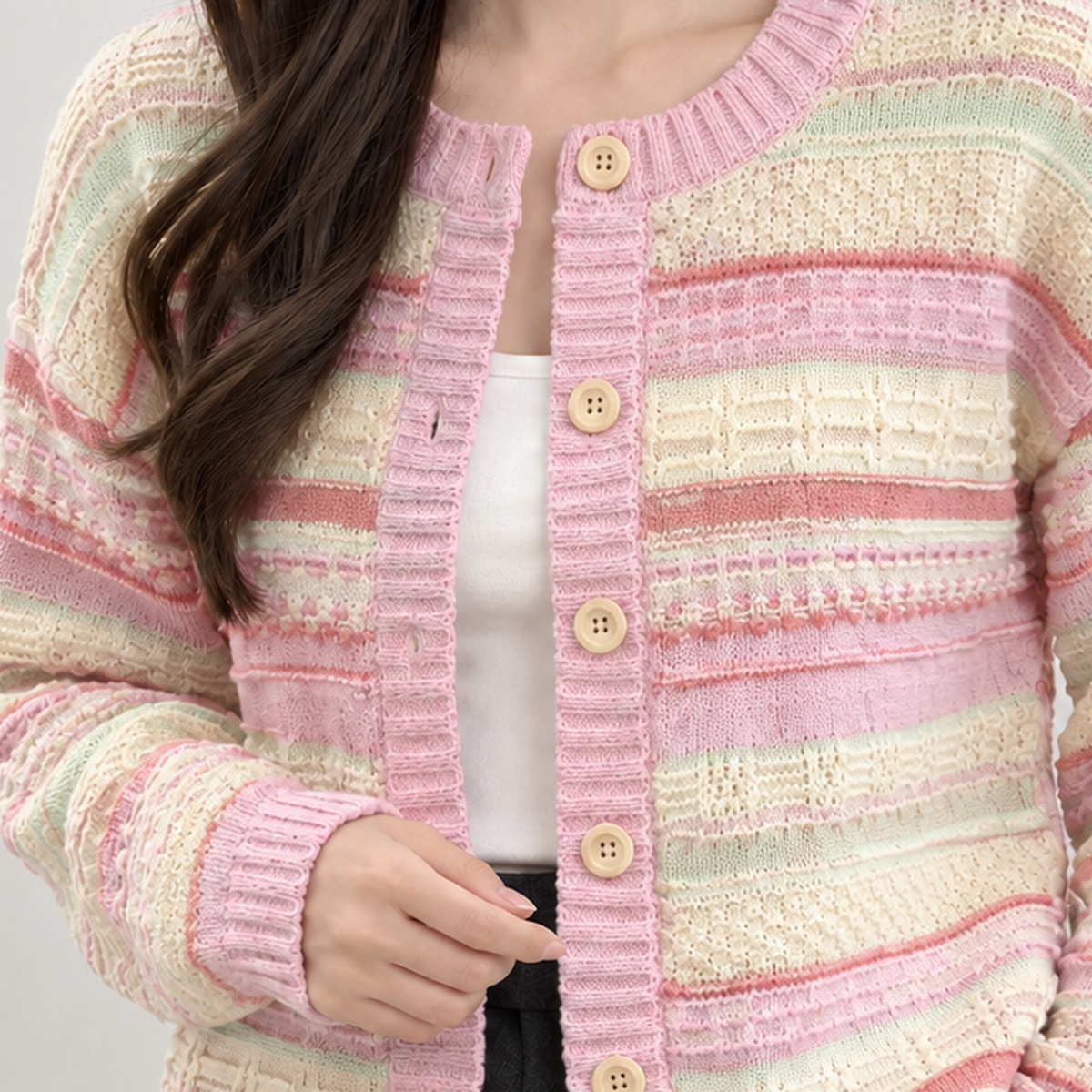 Christiane Textured Stripe Cardigan - Lead Product Detail