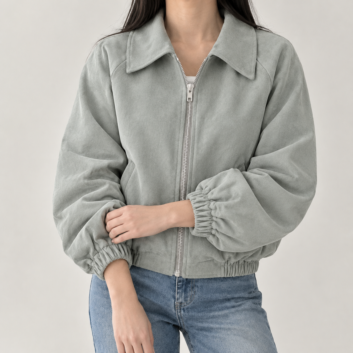 Hedvig Zip Front Jacket - Gray Green