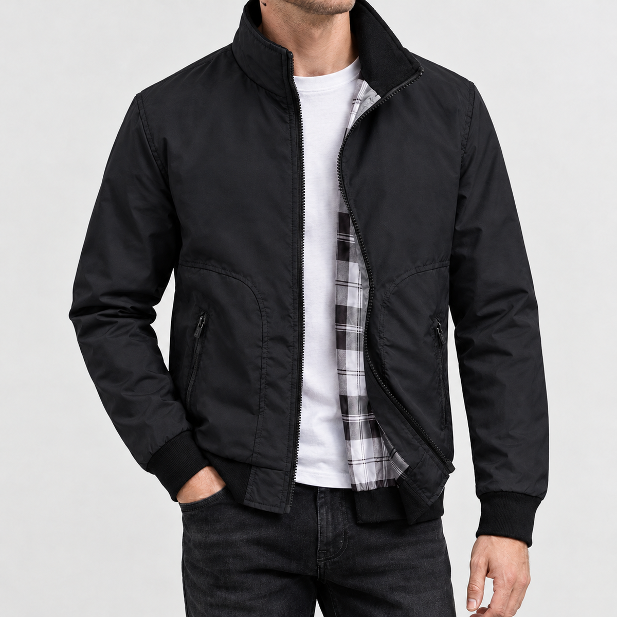Cyrill Stand Collar Jacket - Black
