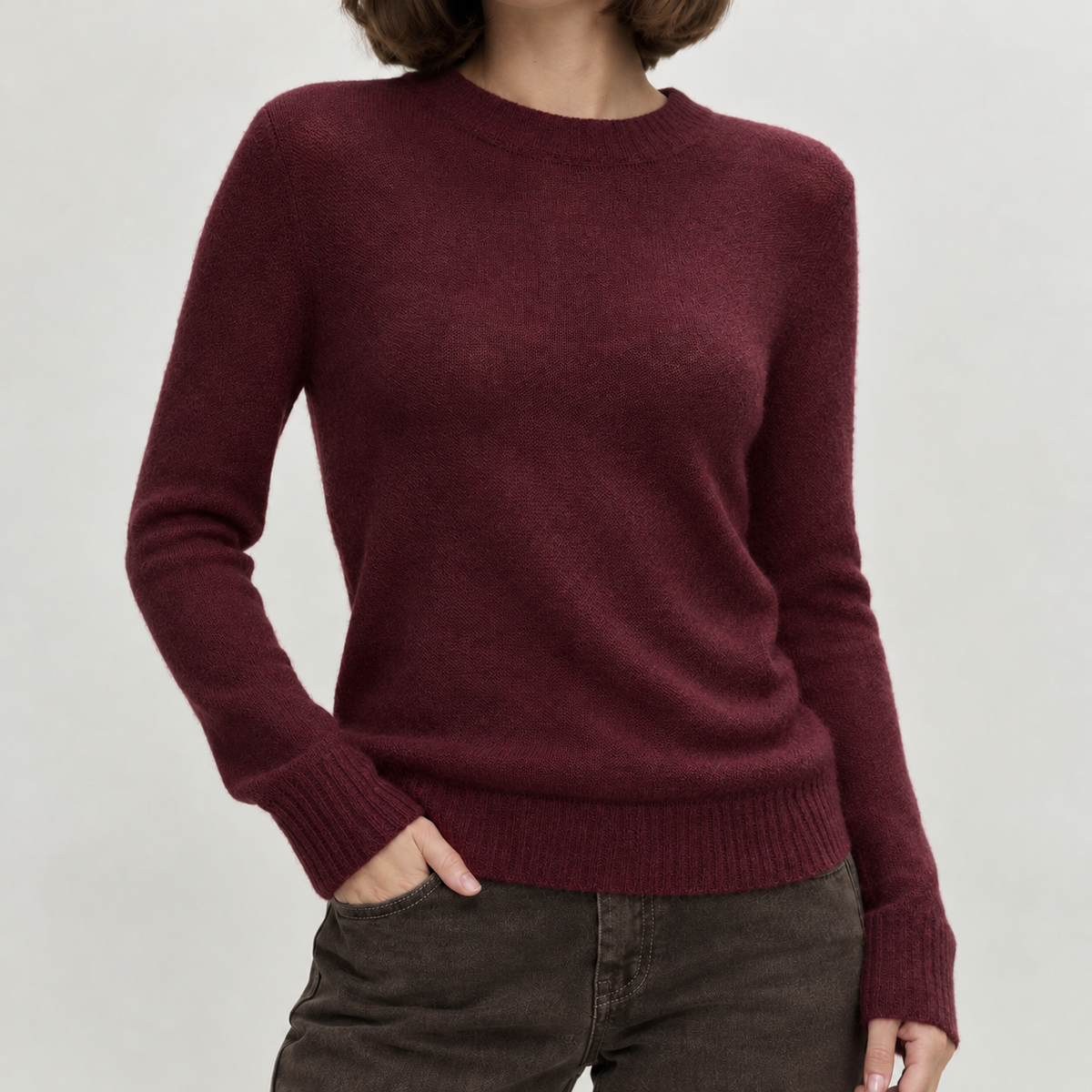 Erica Sheer Knit Sweater - Maroon Red