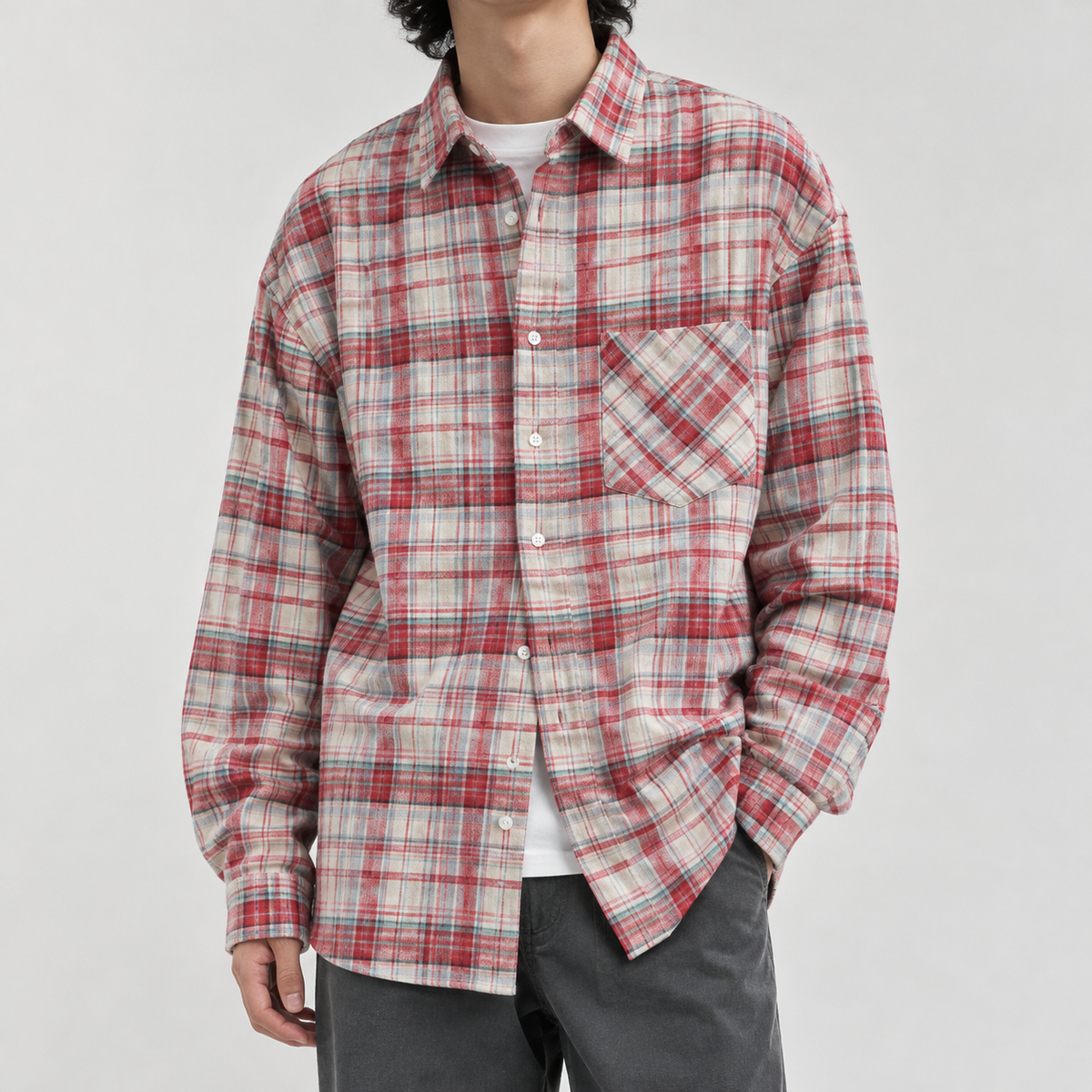 Gioele Plaid Overshirt - Red
