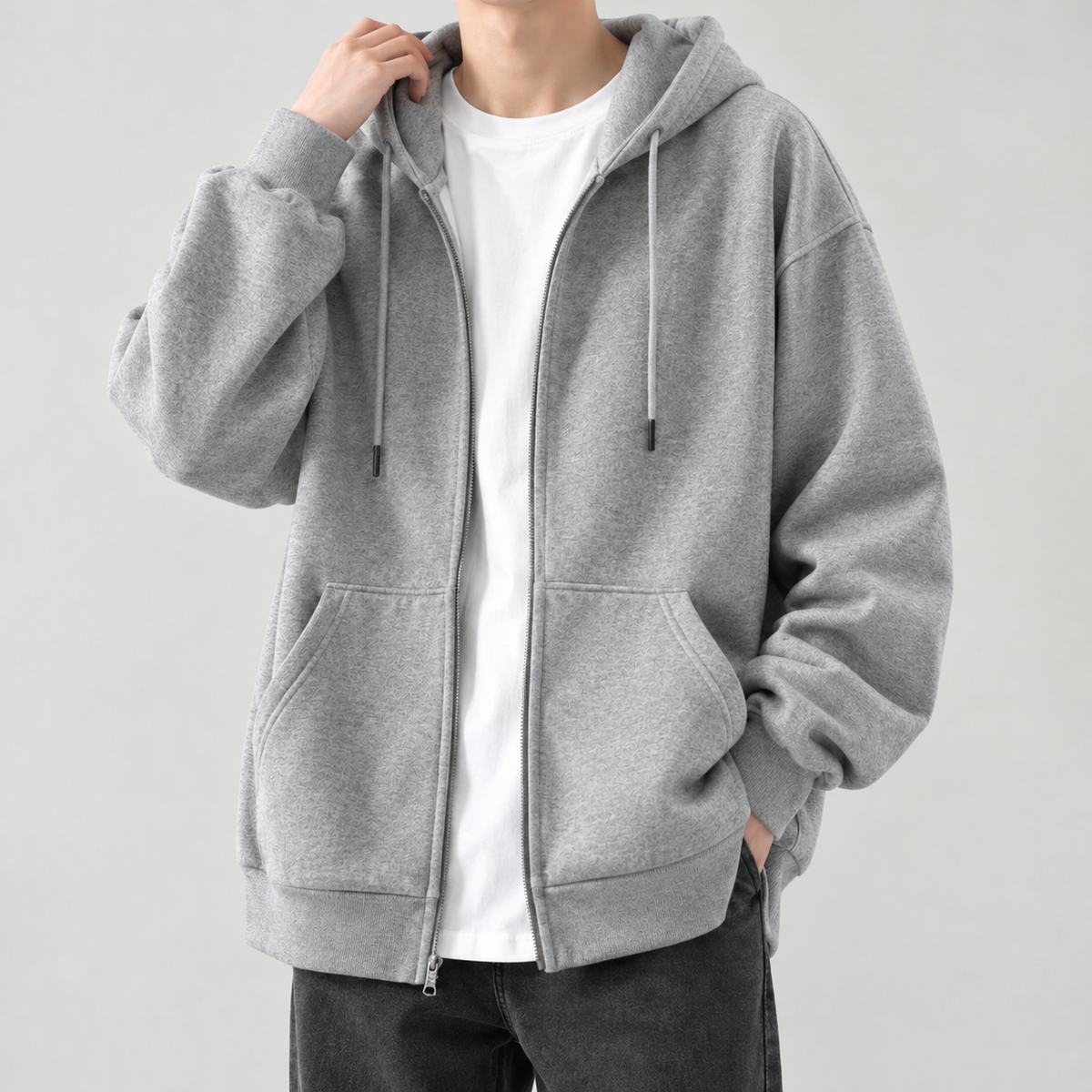 Arve Relaxed Zip Hoodie - Gray