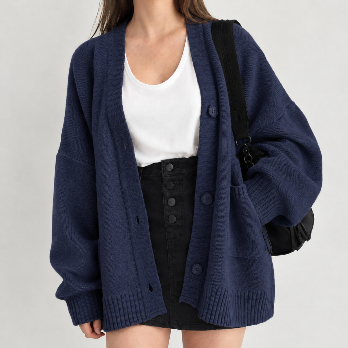 Enid Oversized Cardigan - Navy
