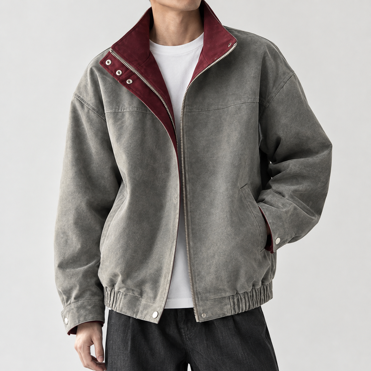 Bertram Contrast Collar Jacket - Gray
