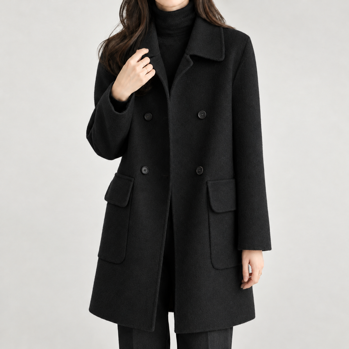 Annalena Double Breasted Coat - Black