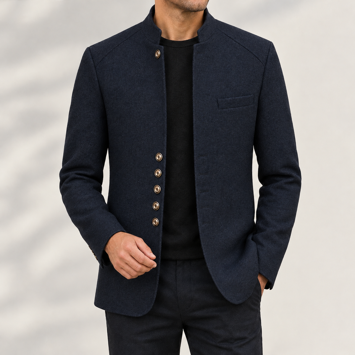 Brynjar Stand Collar Jacket - Navy Blue