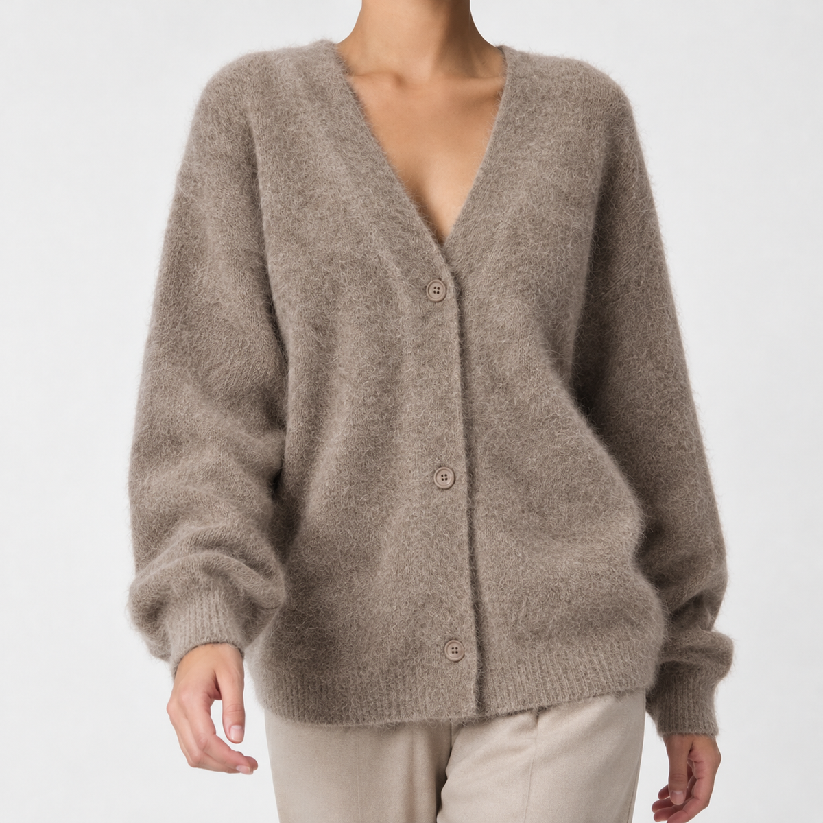 Armida V Neck Cardigan - Khaki