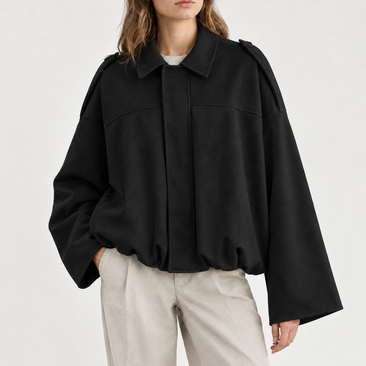 Tatiana Bubble Hem Jacket - Black