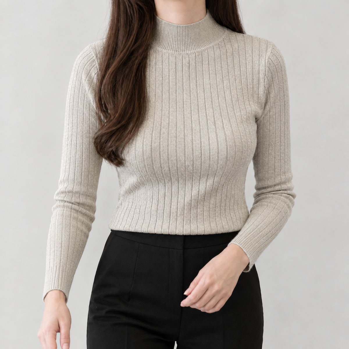 Marielle Ribbed Top - Khaki