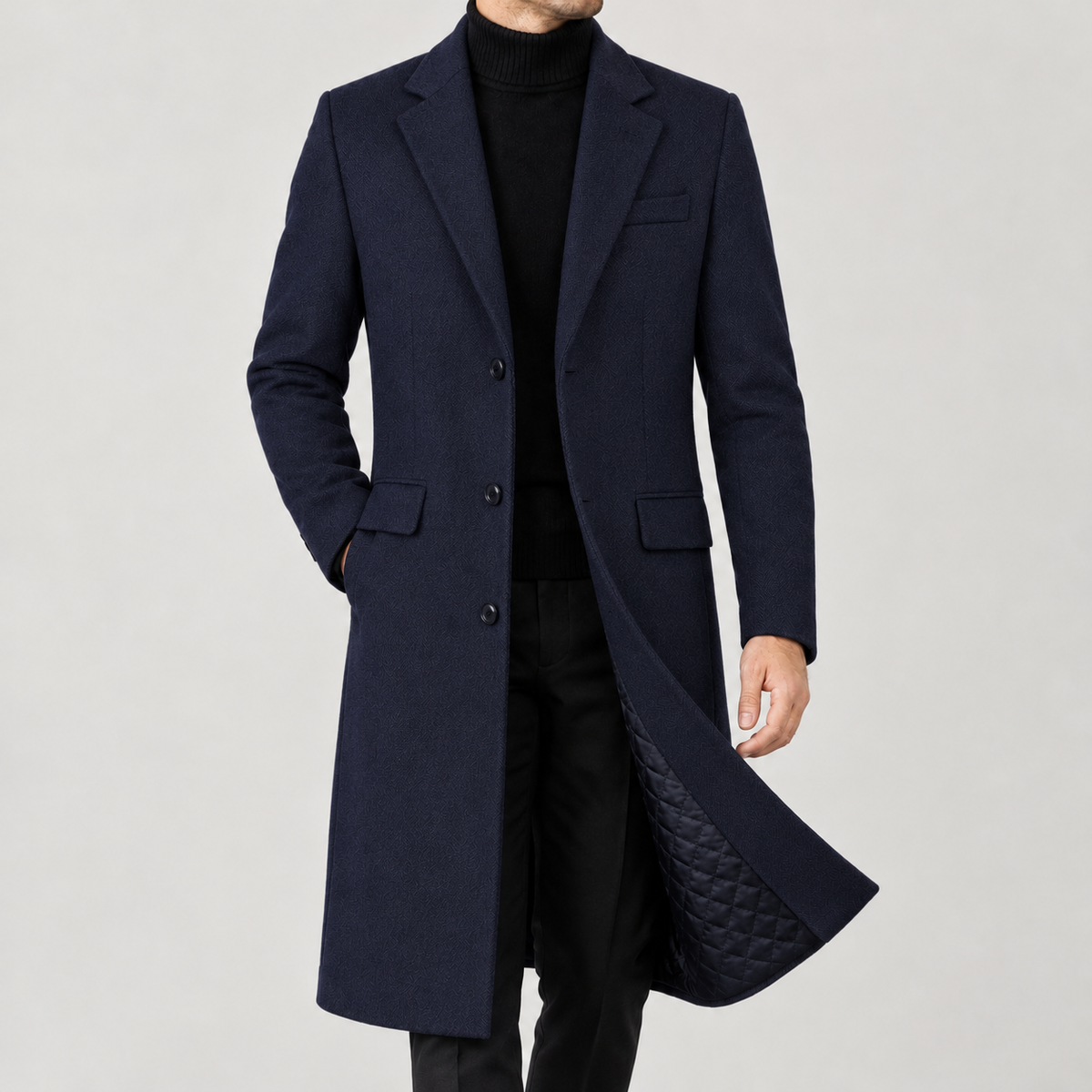 Knut Tailored Overcoat - Deep Navy Blue