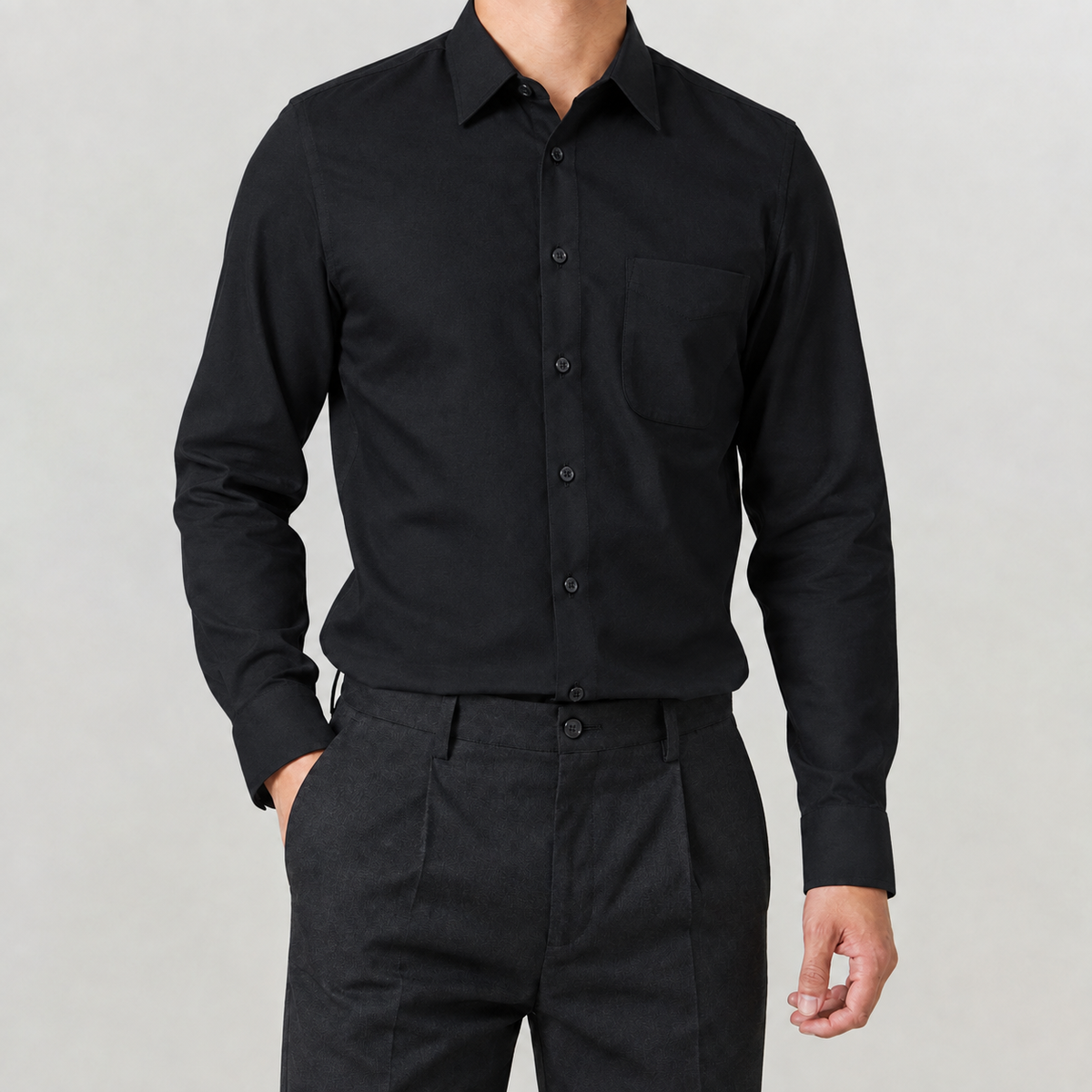 Orson Point Collar Shirt - Black