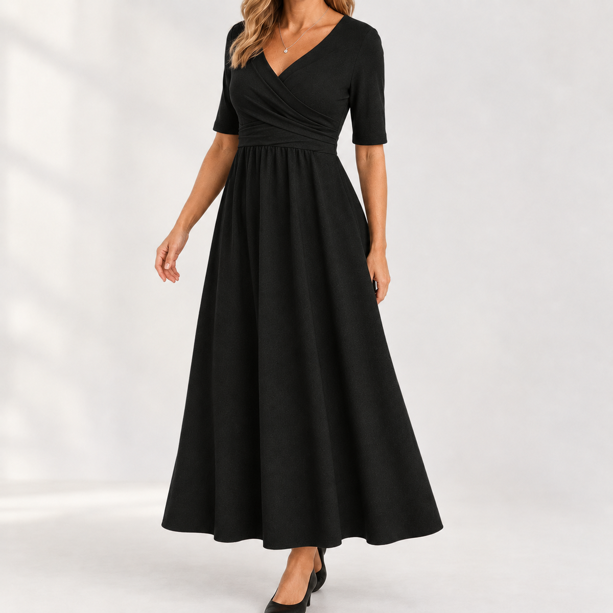 Guinevere Wrap Maxi Dress - Black