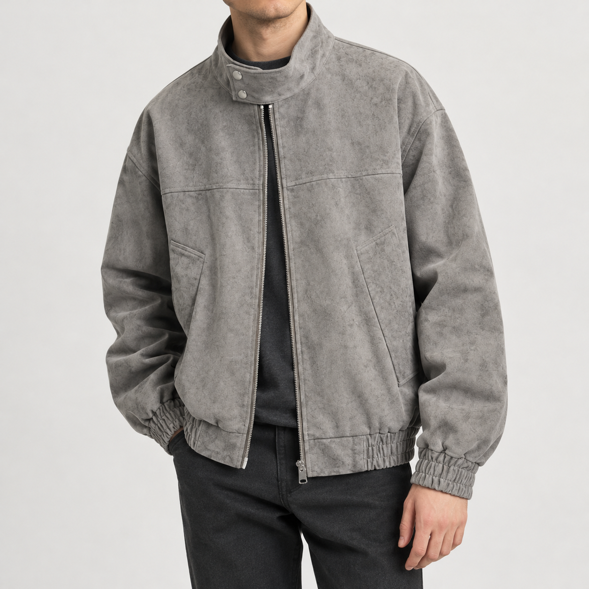 Amedeo Stand Collar Jacket - Gray
