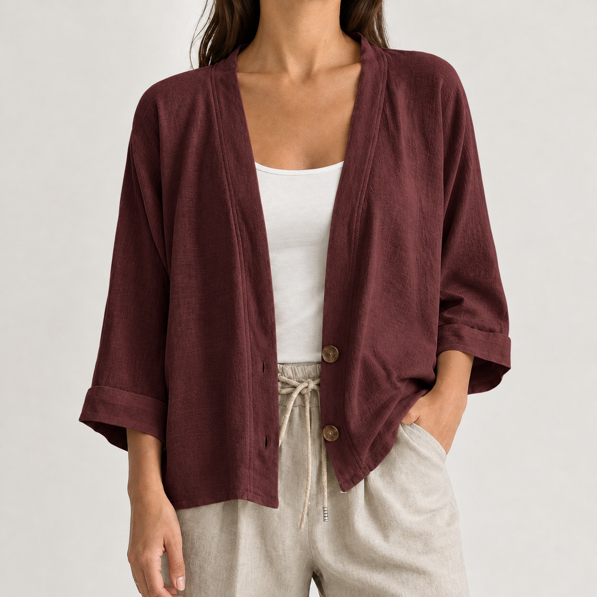 Calixte Relaxed Cardigan - Wine Red