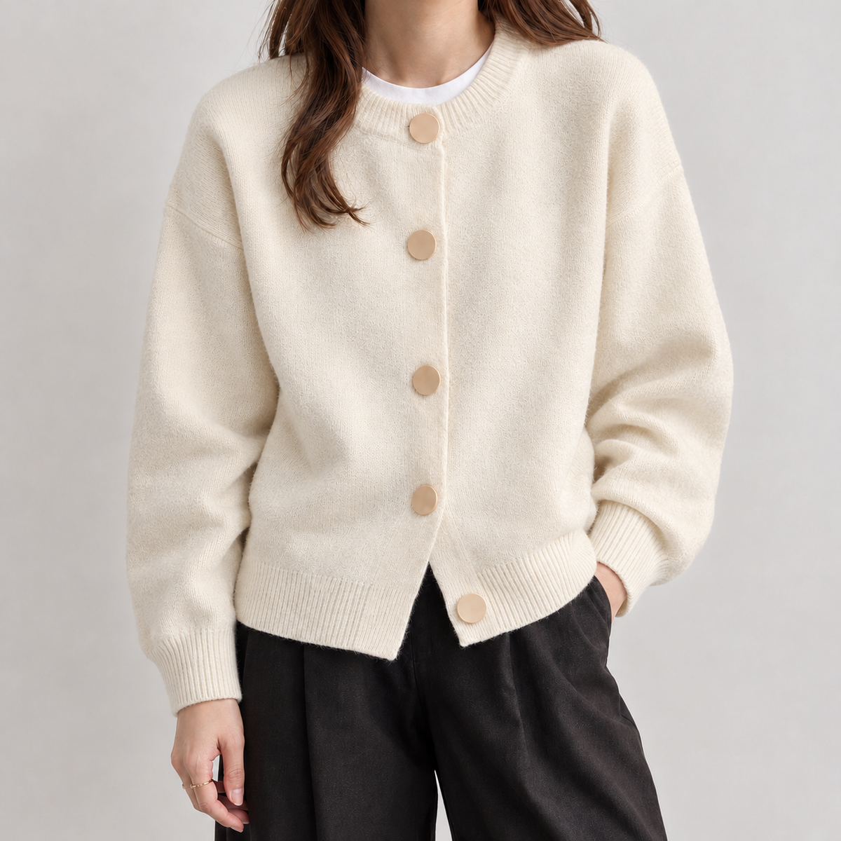 Janine Button Cardigan - Off White
