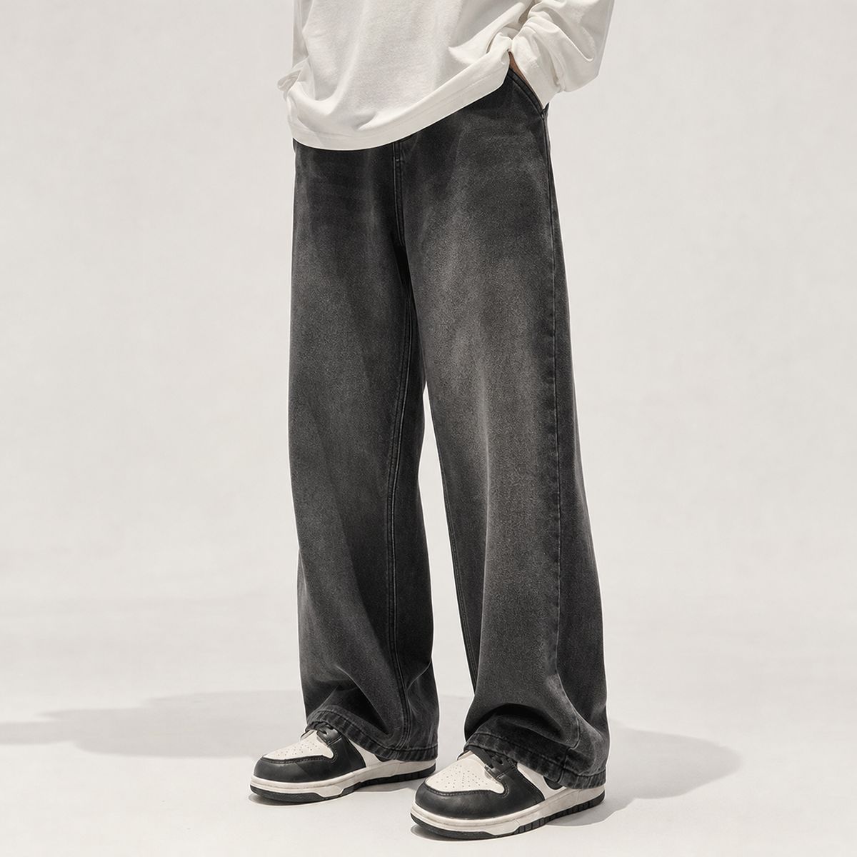 Harri Wide Leg Jeans - Black Gray