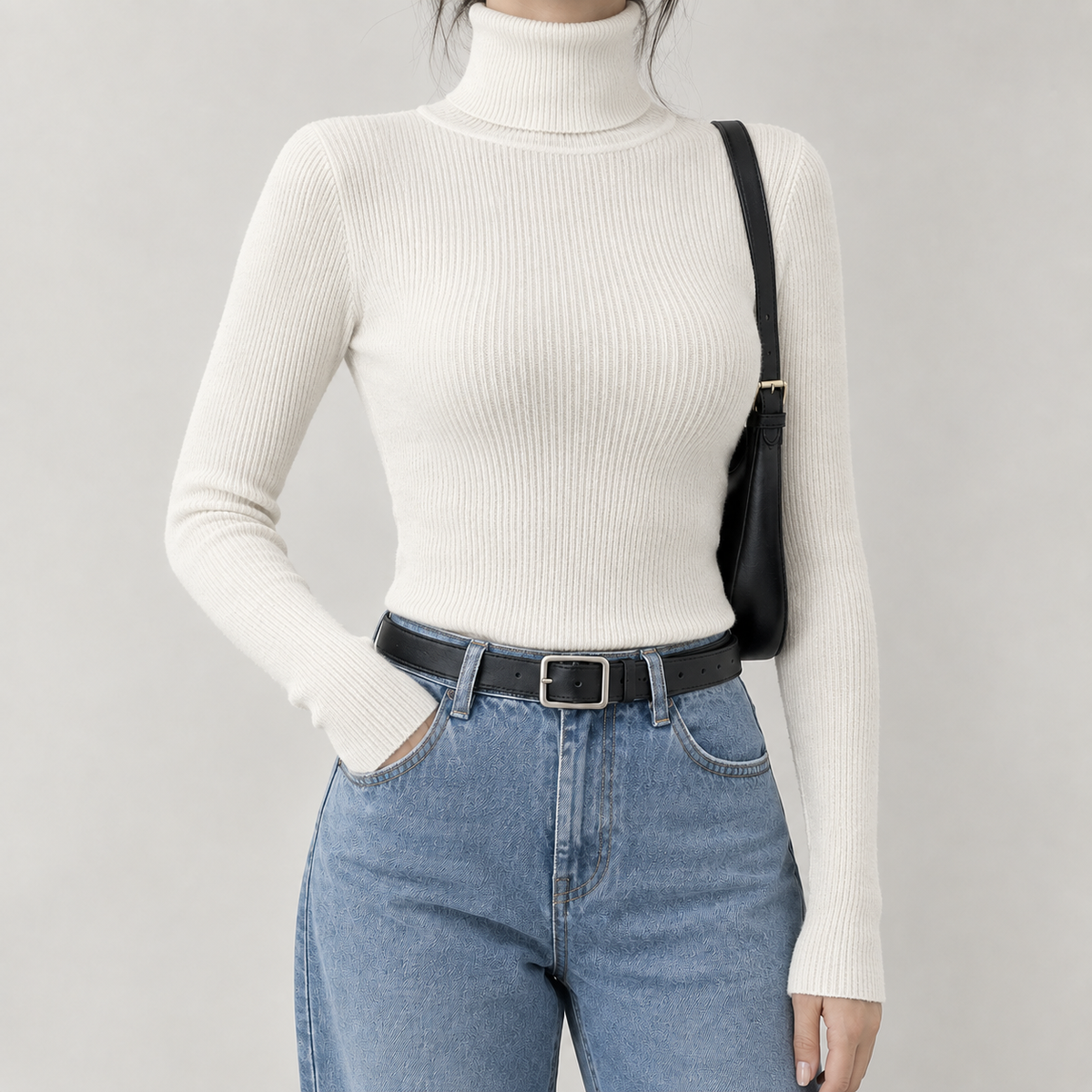 Paloma Ribbed Turtleneck - White