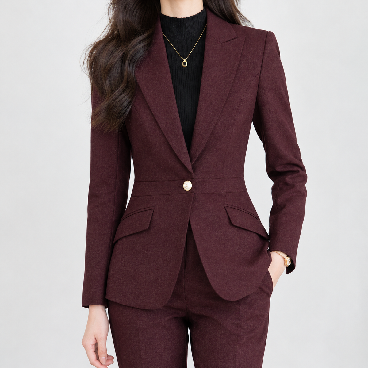Goretti Single Button Blazer - Purple