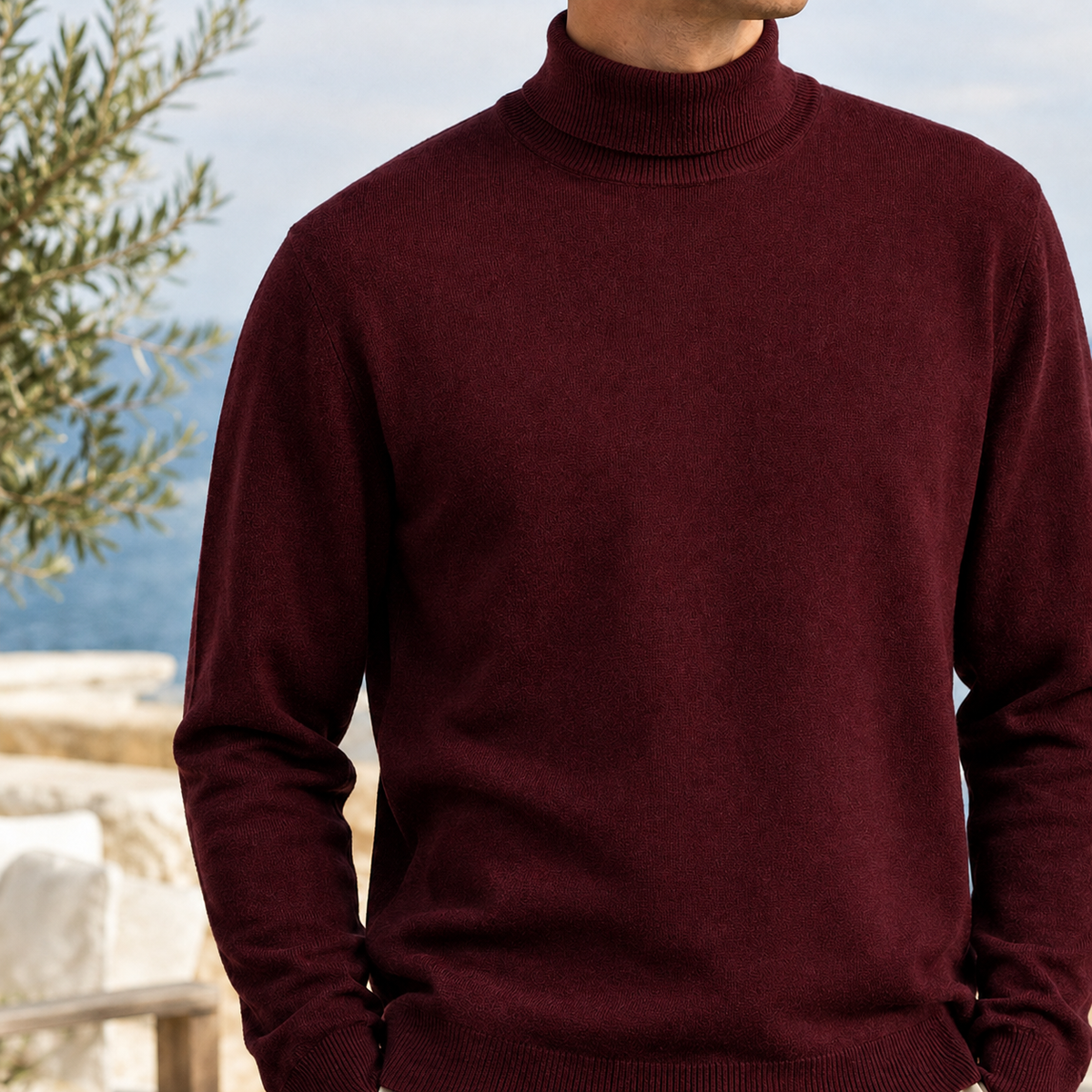 Luis Wool Turtleneck Sweater - Red Embroidery