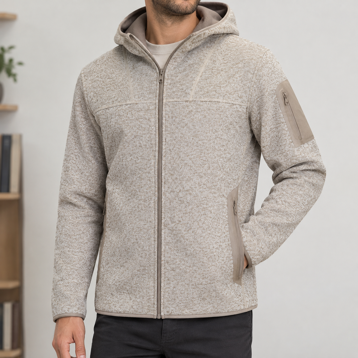 Horatio Hooded Zip Jacket - Beige