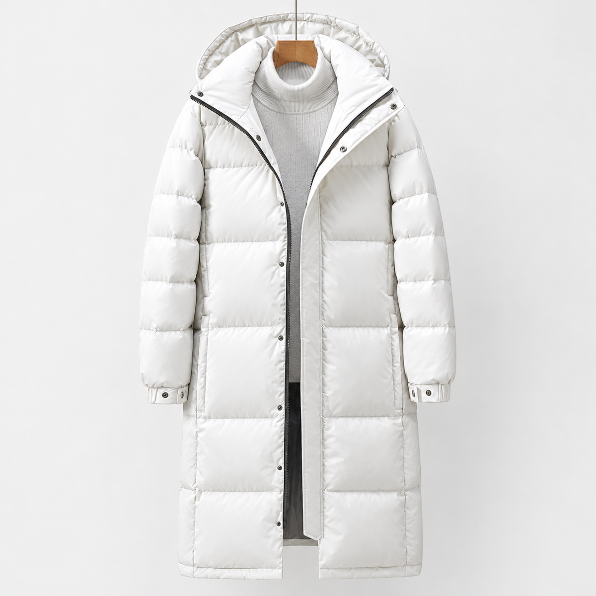 Gaspar Cashmere Puffer Coat - White