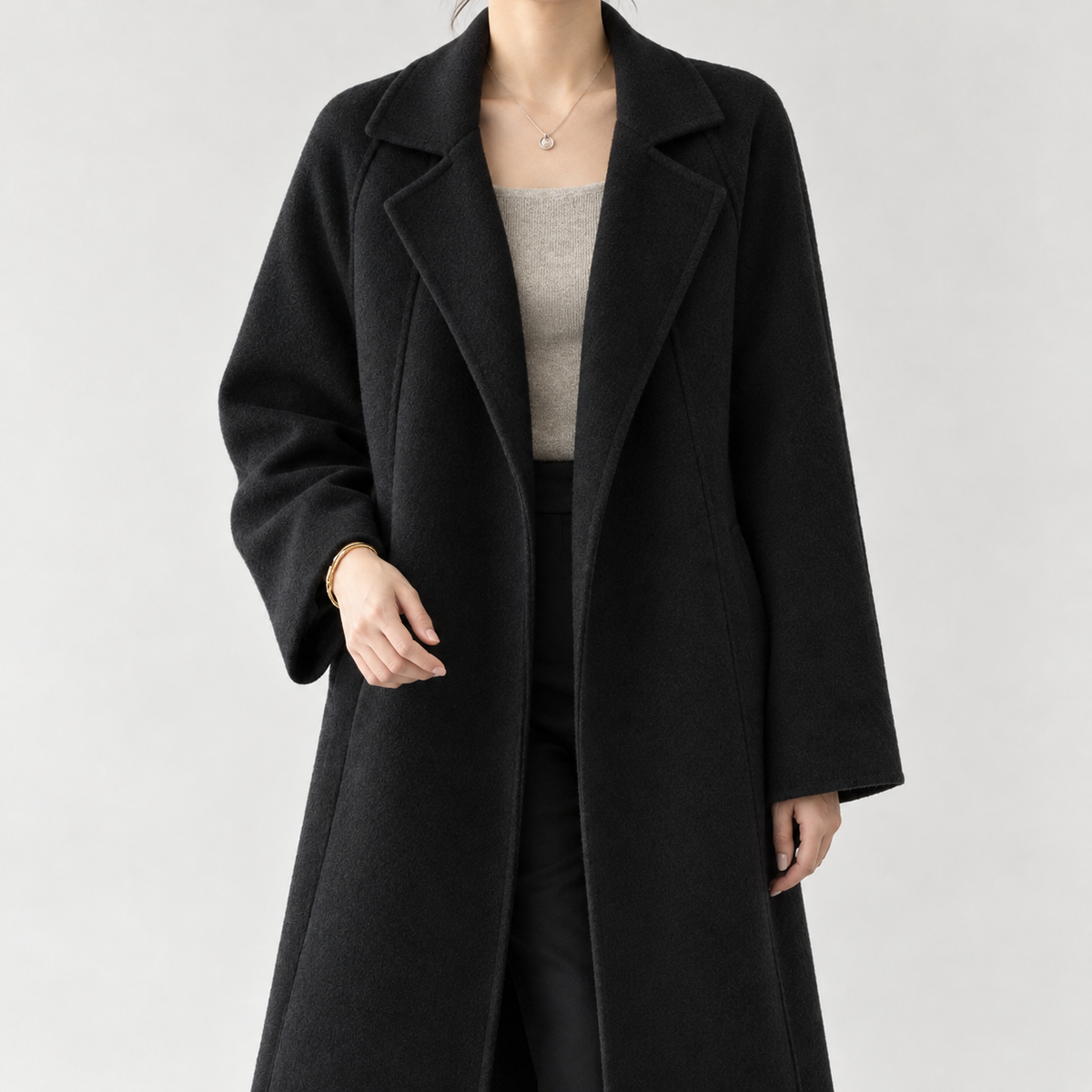 Heide Lapel Overcoat - Black
