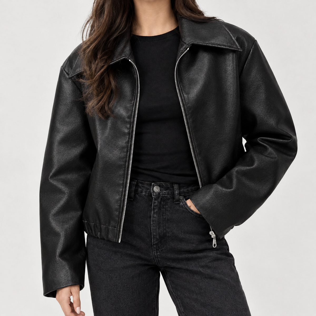 Ilse Collared Zip Jacket - Black