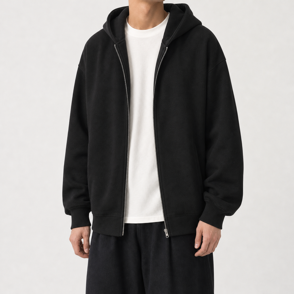 Clement Hooded Zip Jacket - Black