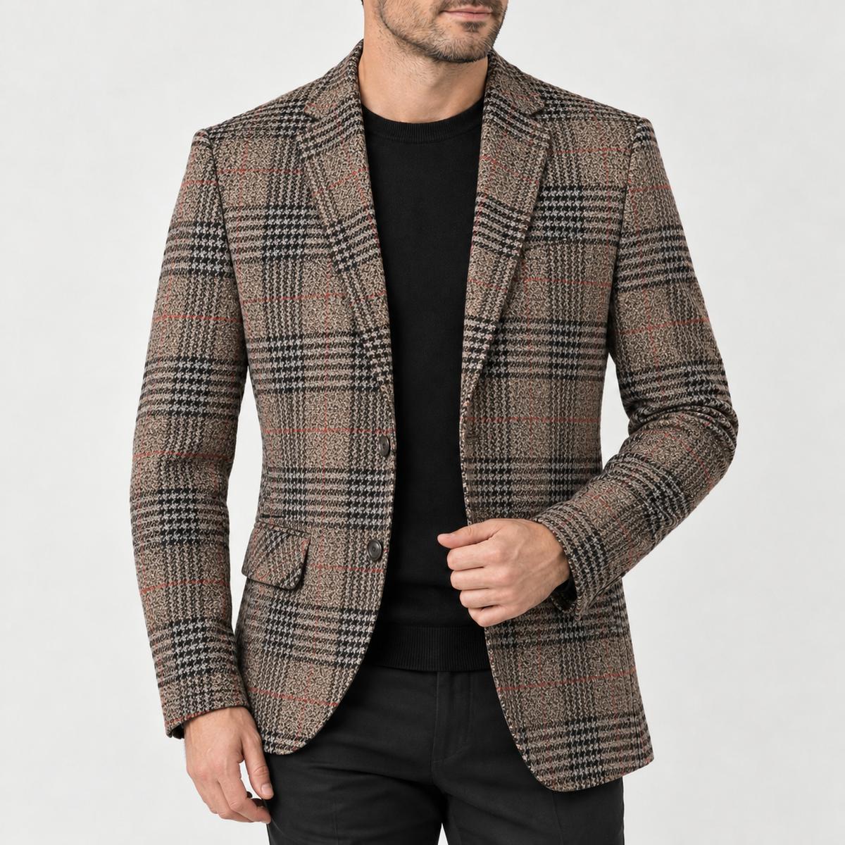 Ejner Plaid Blazer - Coffee