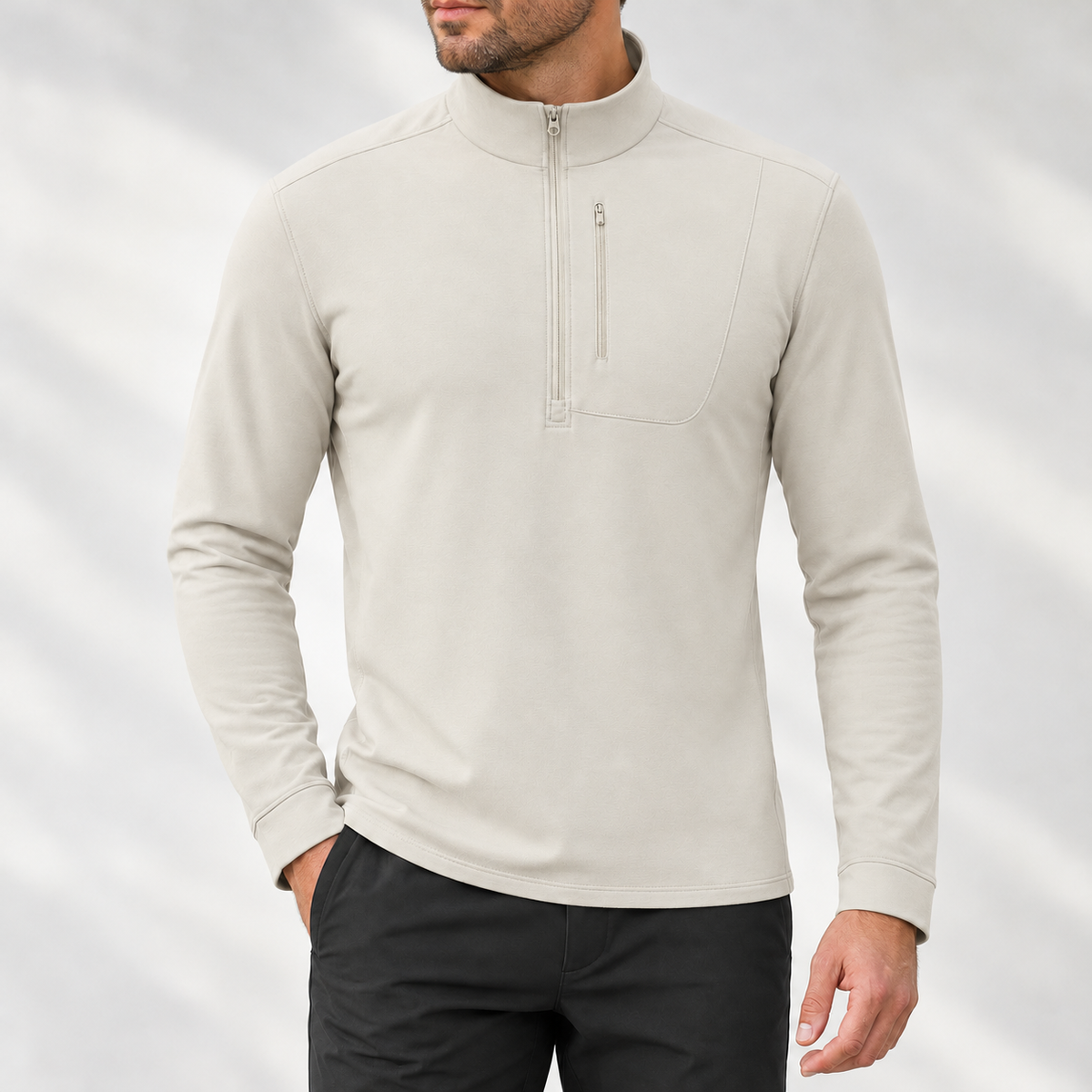 Eugene Half Zip Top - Beige