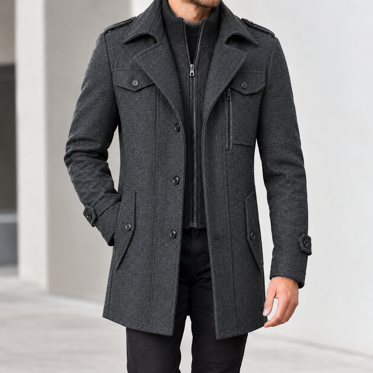 Leif Double Collar Jacket - Gray