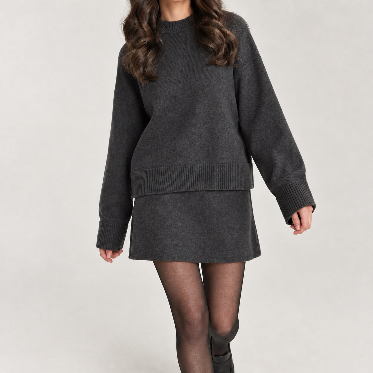 Dora Relaxed Knit Set - Gray