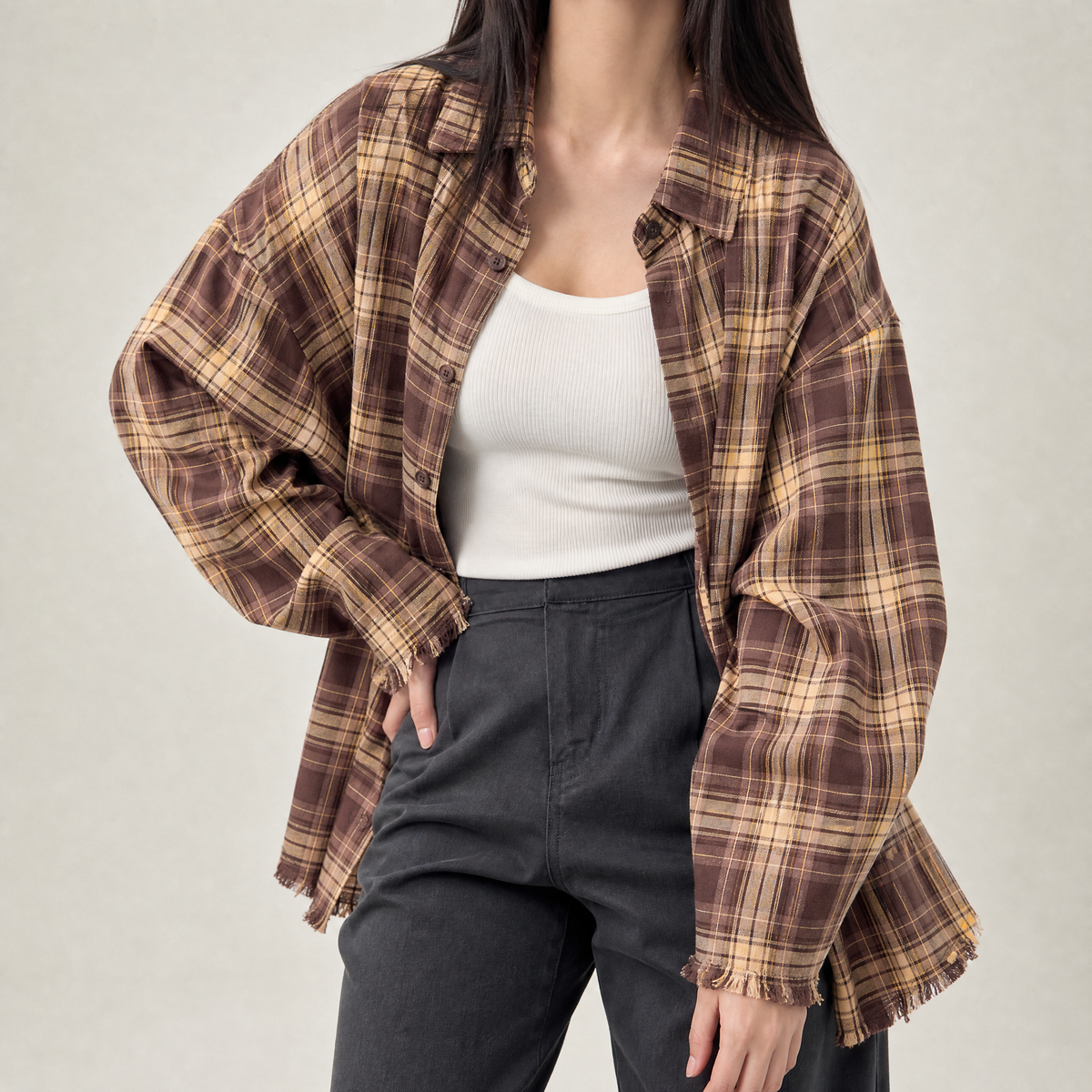 Kelsey Plaid Overshirt - Brown Check