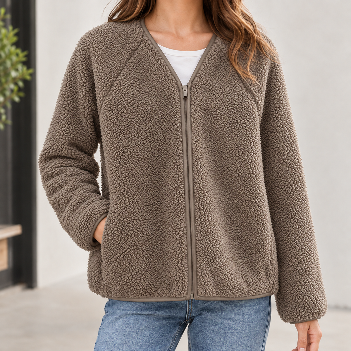 Evangeline Fleece Jacket - Camel