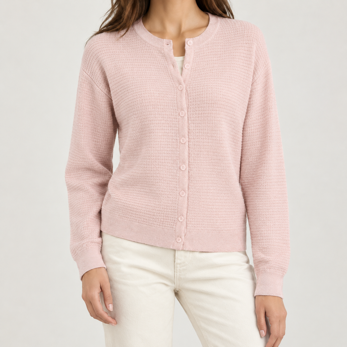 Nicole Waffle Cardigan - Pink