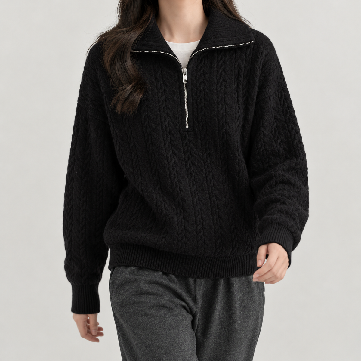 Amandina Cable Knit Sweater - Black