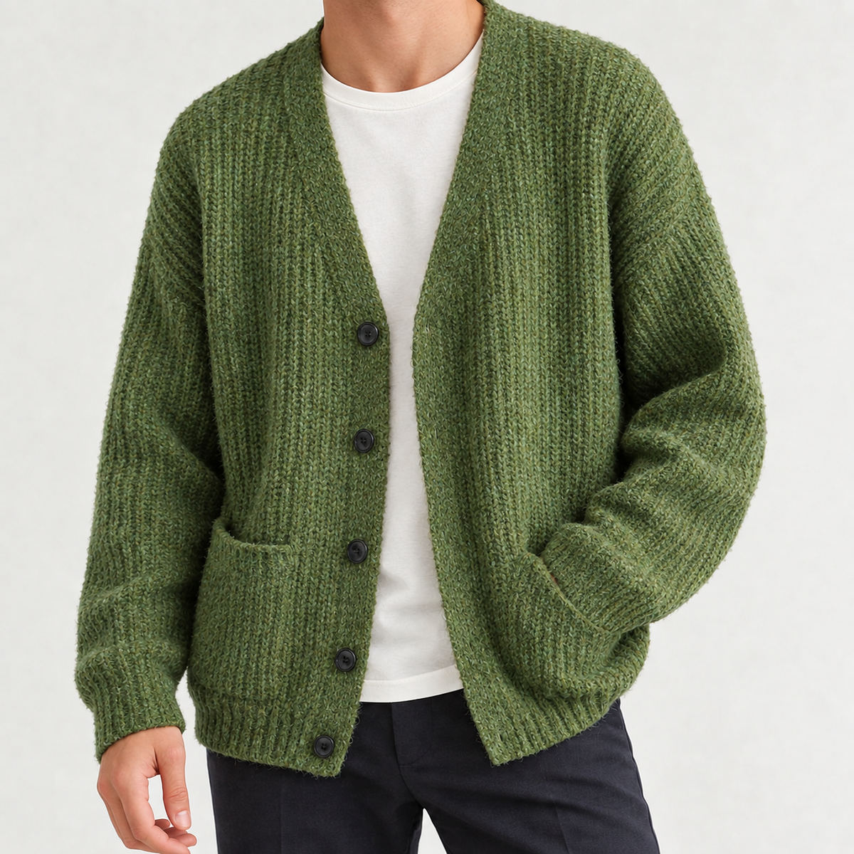 Nico Ribbed Cardigan - Green