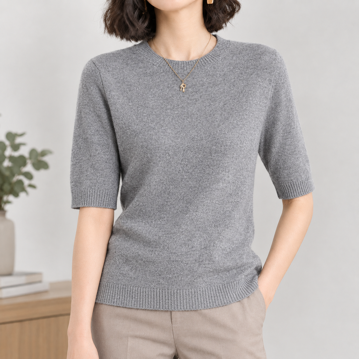 Sienna Crew Neck Sweater - Gray