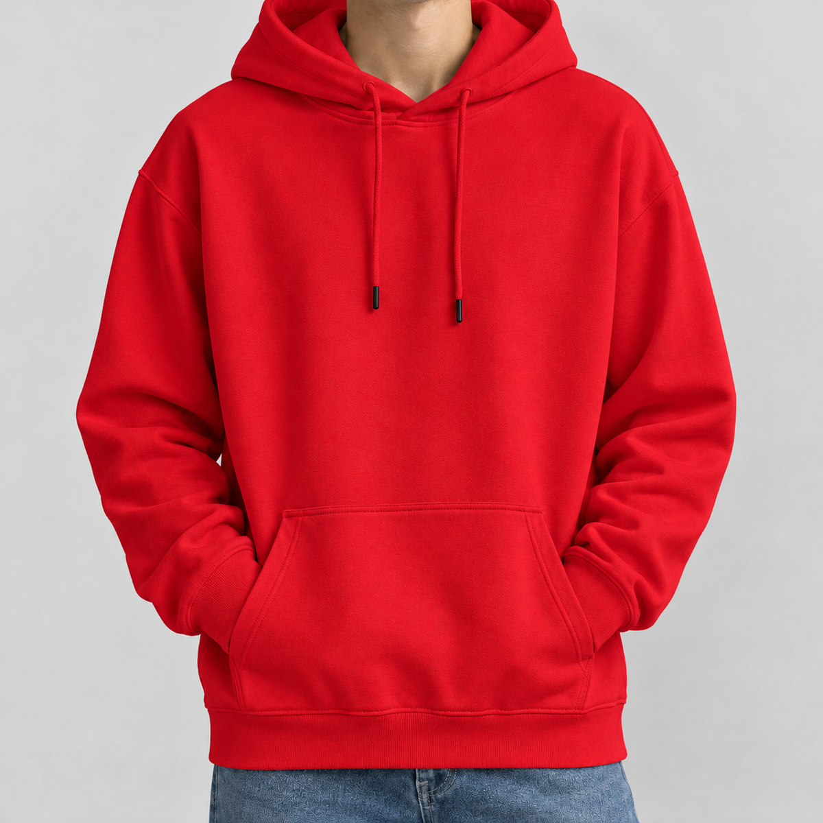 Christoph Relaxed Cotton Hoodie - Red