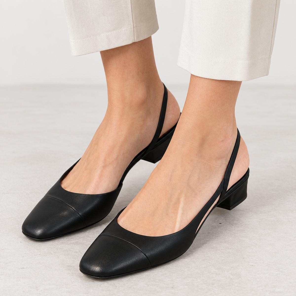 Virginie Slingback Heels - Black