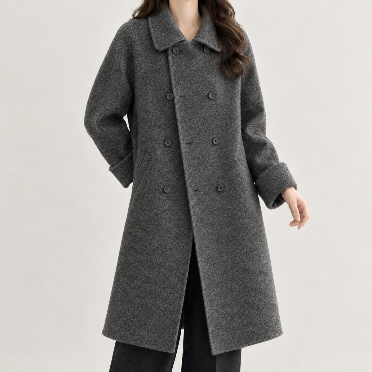 Lys Double Breasted Coat - Like Gray