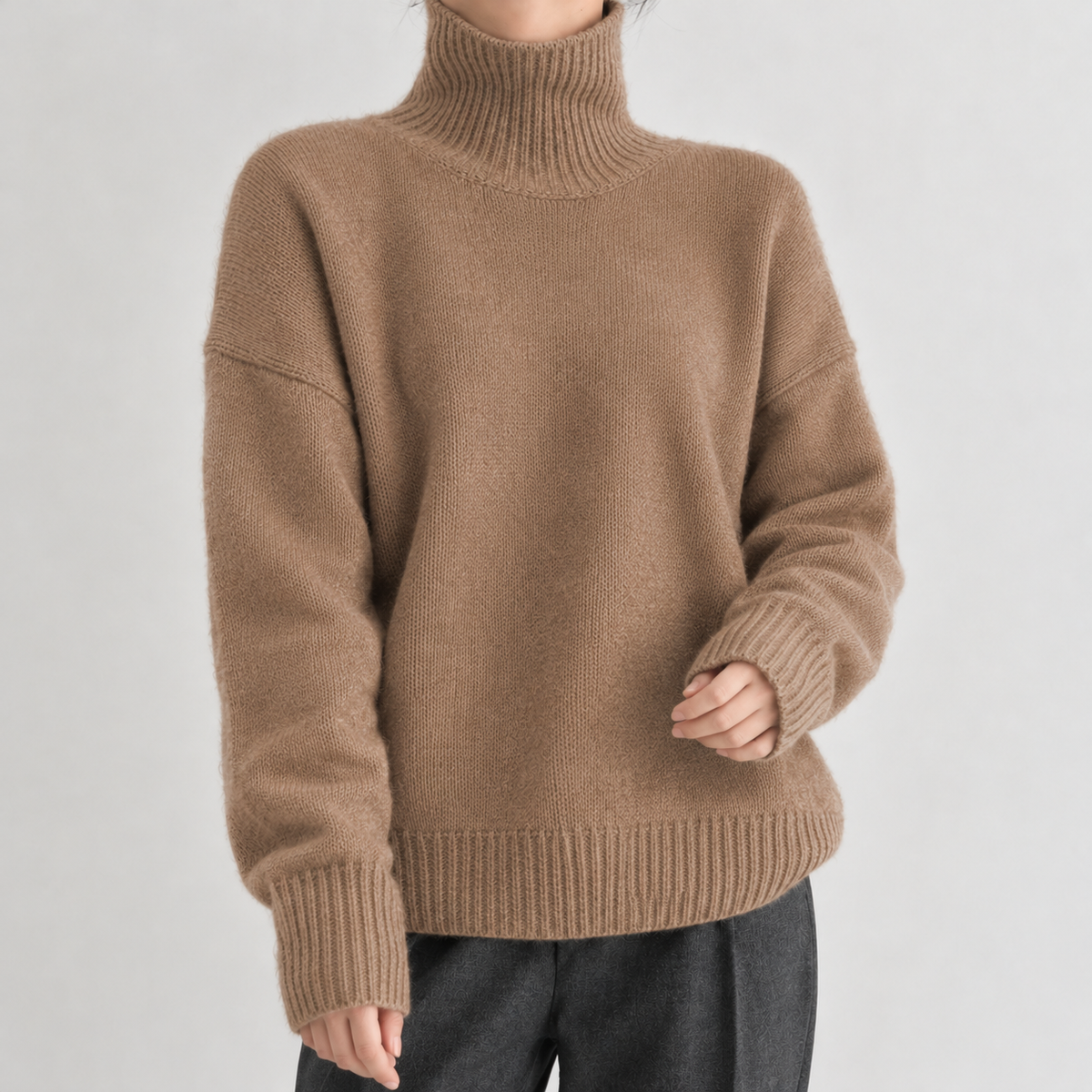 Matilde High Neck Sweater - Brown