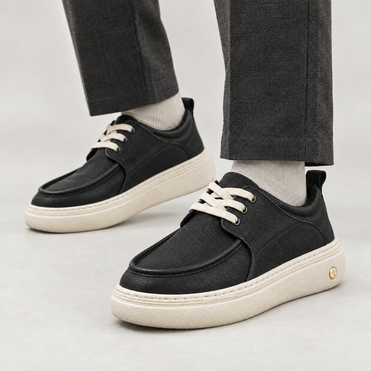 Cesaire Leather Derby Shoes - Black